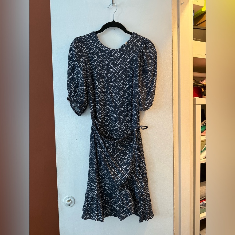 & Other Stories Navy Polka Dot Midi Dress